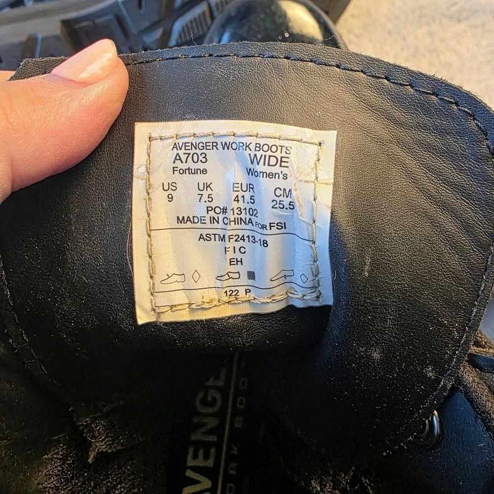 Avenger Work Boots Womens Black Patent Leather Safety Platform‎ Boots Comp Toe 9